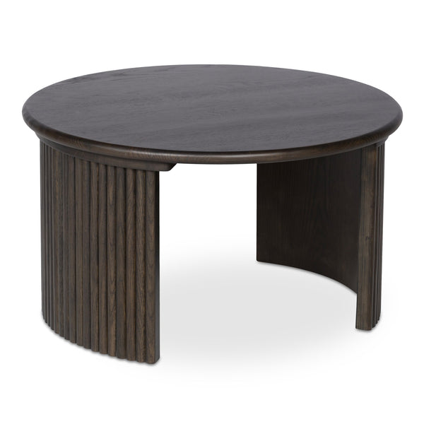 Moe's Home Penny Coffee Table: Elegant Nesting Design With Solid Oak Top And Playful Fluted Bases For Charm Brown Solid Oak Tabletop,Oak Veneer Over Plywood Base Qo-1011-20