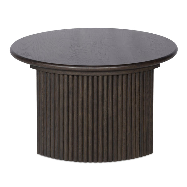 Moe's Home Penny Coffee Table: Elegant Nesting Design With Solid Oak Top And Playful Fluted Bases For Charm Brown Solid Oak Tabletop,Oak Veneer Over Plywood Base Qo-1011-20