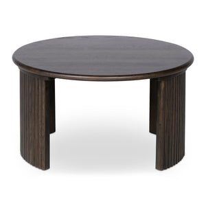 Moe's Home Penny Coffee Table: Elegant Nesting Design With Solid Oak Top And Playful Fluted Bases For Charm Brown Solid Oak Tabletop,Oak Veneer Over Plywood Base Qo-1011-20