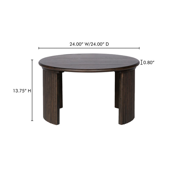 Moe's Home Penny Coffee Table: Elegant Nesting Design With Solid Oak Top And Playful Fluted Bases For Charm Brown Solid Oak Tabletop,Oak Veneer Over Plywood Base Qo-1011-20