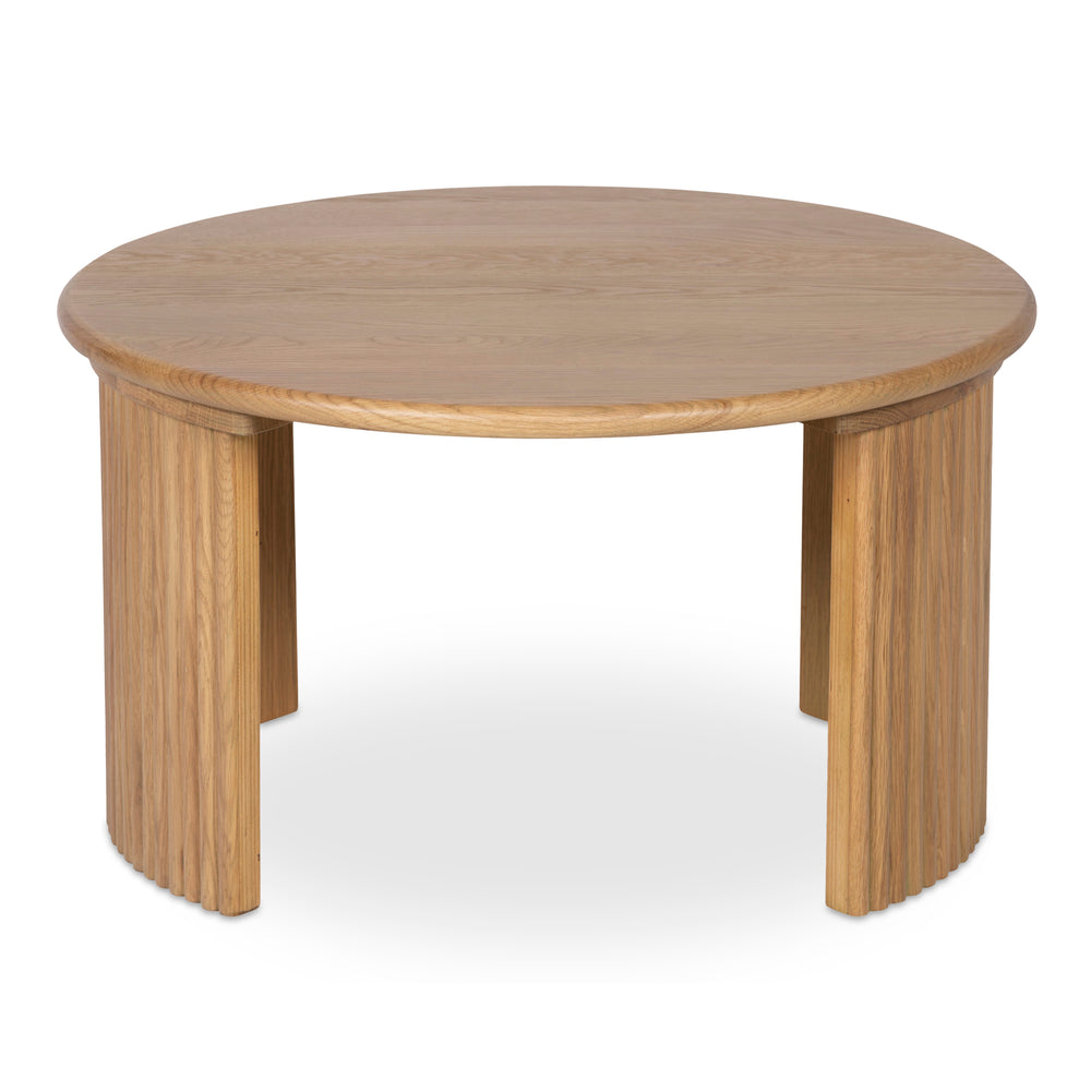 Moe's Home Penny Coffee Table: Elegant Nesting Design With Solid Oak Top And Playful Fluted Bases For Charm Natural Solid Oak Tabletop,Oak Veneer Over Plywood Base Qo-1011-24