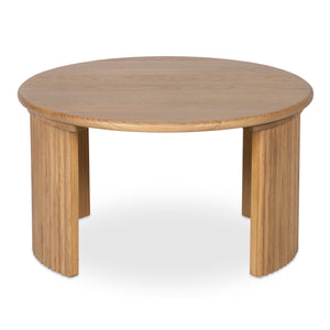 Moe's Home Penny Coffee Table: Elegant Nesting Design With Solid Oak Top And Playful Fluted Bases For Charm Natural Solid Oak Tabletop,Oak Veneer Over Plywood Base Qo-1011-24