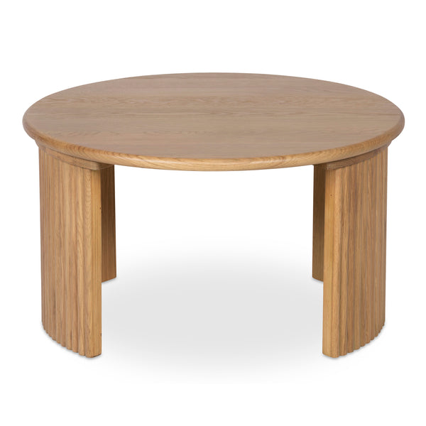 Moe's Home Penny Coffee Table: Elegant Nesting Design With Solid Oak Top And Playful Fluted Bases For Charm Natural Solid Oak Tabletop,Oak Veneer Over Plywood Base Qo-1011-24