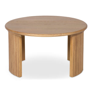 Moe's Home Penny Coffee Table: Elegant Nesting Design With Solid Oak Top And Playful Fluted Bases For Charm Natural Solid Oak Tabletop,Oak Veneer Over Plywood Base Qo-1011-24