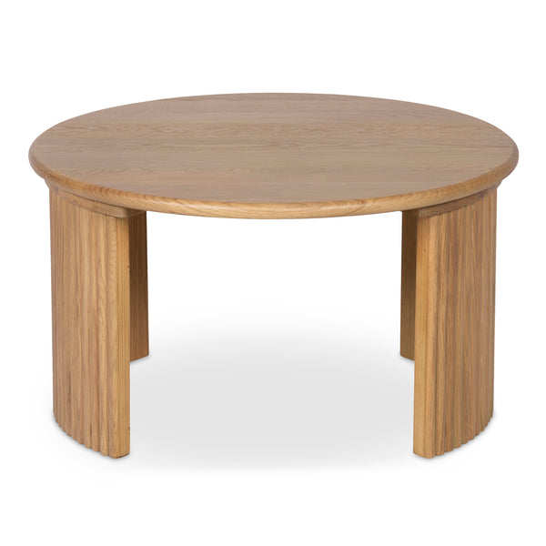 Moe's Home Penny Coffee Table: Elegant Nesting Design With Solid Oak Top And Playful Fluted Bases For Charm Natural Solid Oak Tabletop,Oak Veneer Over Plywood Base Qo-1011-24