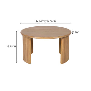 Moe's Home Penny Coffee Table: Elegant Nesting Design With Solid Oak Top And Playful Fluted Bases For Charm Natural Solid Oak Tabletop,Oak Veneer Over Plywood Base Qo-1011-24