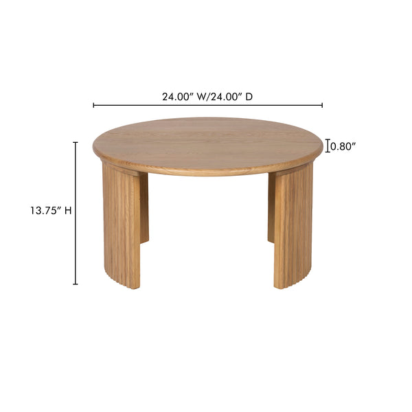 Moe's Home Penny Coffee Table: Elegant Nesting Design With Solid Oak Top And Playful Fluted Bases For Charm Natural Solid Oak Tabletop,Oak Veneer Over Plywood Base Qo-1011-24