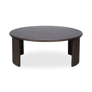 Moe's Home Penny Coffee Table: Elegant Nesting Design With Solid Oak Top And Playful Fluted Bases For Charm Brown Solid Oak Tabletop,Oak Veneer Over Plywood Base Qo-1012-20