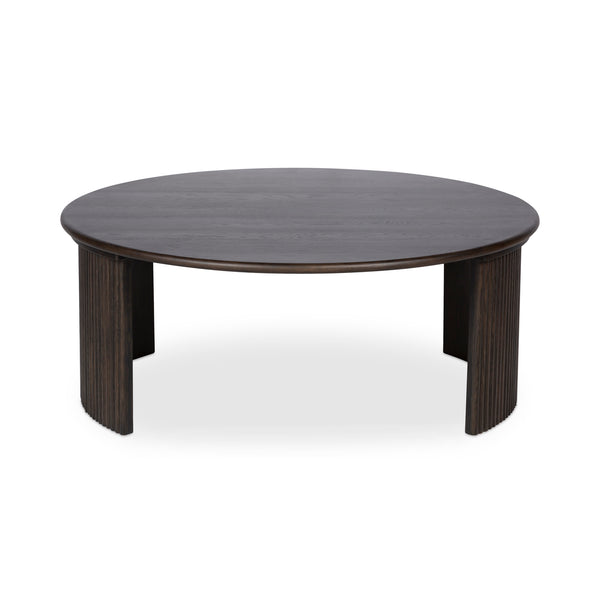 Moe's Home Penny Coffee Table: Elegant Nesting Design With Solid Oak Top And Playful Fluted Bases For Charm Brown Solid Oak Tabletop,Oak Veneer Over Plywood Base Qo-1012-20