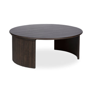 Moe's Home Penny Coffee Table: Elegant Nesting Design With Solid Oak Top And Playful Fluted Bases For Charm Brown Solid Oak Tabletop,Oak Veneer Over Plywood Base Qo-1012-20