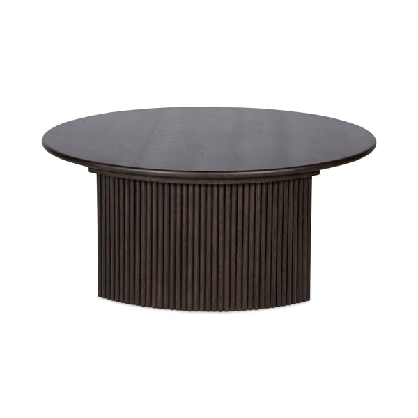 Moe's Home Penny Coffee Table: Elegant Nesting Design With Solid Oak Top And Playful Fluted Bases For Charm Brown Solid Oak Tabletop,Oak Veneer Over Plywood Base Qo-1012-20