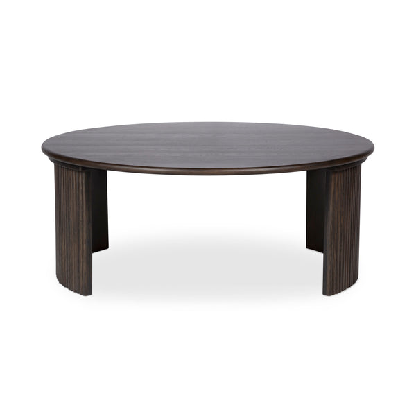 Moe's Home Penny Coffee Table: Elegant Nesting Design With Solid Oak Top And Playful Fluted Bases For Charm Brown Solid Oak Tabletop,Oak Veneer Over Plywood Base Qo-1012-20