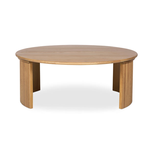 Moe's Home Penny Coffee Table: Elegant Nesting Design With Solid Oak Top And Playful Fluted Bases For Charm Natural Solid Oak Tabletop,Oak Veneer Over Plywood Base Qo-1012-24