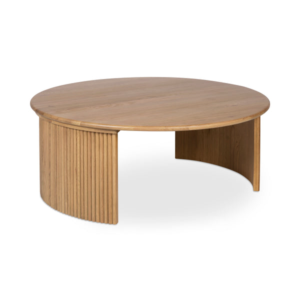 Moe's Home Penny Coffee Table: Elegant Nesting Design With Solid Oak Top And Playful Fluted Bases For Charm Natural Solid Oak Tabletop,Oak Veneer Over Plywood Base Qo-1012-24