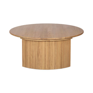 Moe's Home Penny Coffee Table: Elegant Nesting Design With Solid Oak Top And Playful Fluted Bases For Charm Natural Solid Oak Tabletop,Oak Veneer Over Plywood Base Qo-1012-24