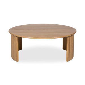Moe's Home Penny Coffee Table: Elegant Nesting Design With Solid Oak Top And Playful Fluted Bases For Charm Natural Solid Oak Tabletop,Oak Veneer Over Plywood Base Qo-1012-24