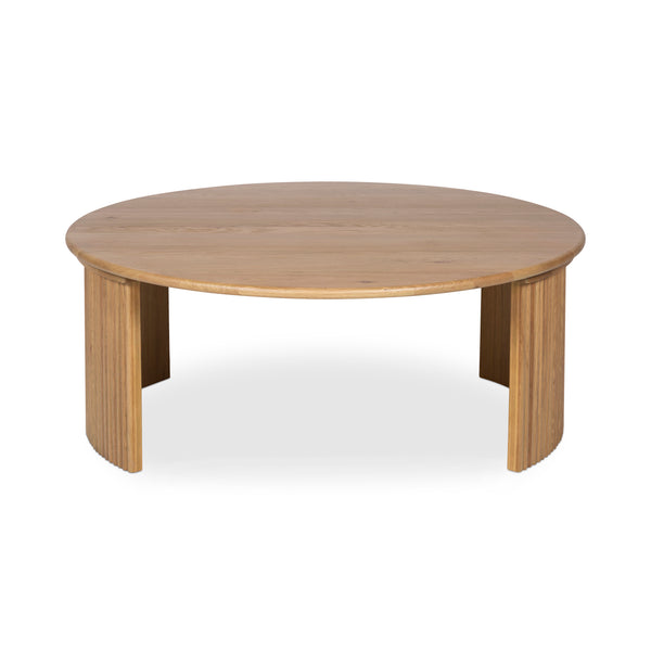 Moe's Home Penny Coffee Table: Elegant Nesting Design With Solid Oak Top And Playful Fluted Bases For Charm Natural Solid Oak Tabletop,Oak Veneer Over Plywood Base Qo-1012-24