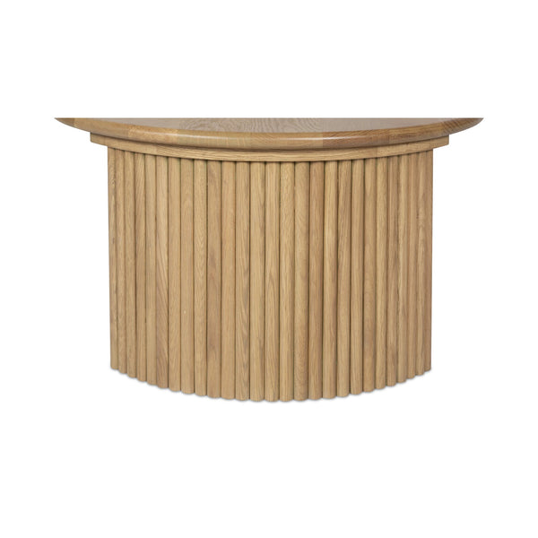 Moe's Home Penny Coffee Table: Elegant Nesting Design With Solid Oak Top And Playful Fluted Bases For Charm Natural Solid Oak Tabletop,Oak Veneer Over Plywood Base Qo-1012-24