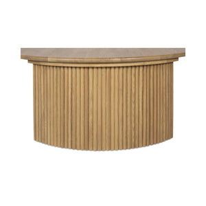 Moe's Home Penny Coffee Table: Elegant Nesting Design With Solid Oak Top And Playful Fluted Bases For Charm Natural Solid Oak Tabletop,Oak Veneer Over Plywood Base Qo-1012-24