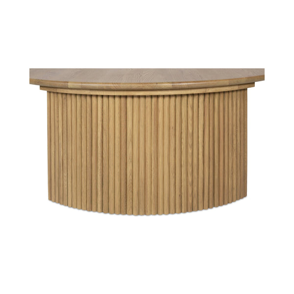 Moe's Home Penny Coffee Table: Elegant Nesting Design With Solid Oak Top And Playful Fluted Bases For Charm Natural Solid Oak Tabletop,Oak Veneer Over Plywood Base Qo-1012-24