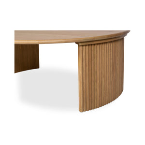 Moe's Home Penny Coffee Table: Elegant Nesting Design With Solid Oak Top And Playful Fluted Bases For Charm Natural Solid Oak Tabletop,Oak Veneer Over Plywood Base Qo-1012-24