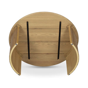 Moe's Home Penny Coffee Table: Elegant Nesting Design With Solid Oak Top And Playful Fluted Bases For Charm Natural Solid Oak Tabletop,Oak Veneer Over Plywood Base Qo-1012-24