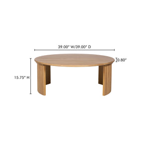 Moe's Home Penny Coffee Table: Elegant Nesting Design With Solid Oak Top And Playful Fluted Bases For Charm Natural Solid Oak Tabletop,Oak Veneer Over Plywood Base Qo-1012-24