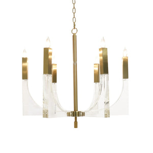 Pasargad Home Omeara Modern Metal & Acrylic Chandelier - Clear Brass Elegance For Any Room Clear Metal & Acrylic Plh3576-6