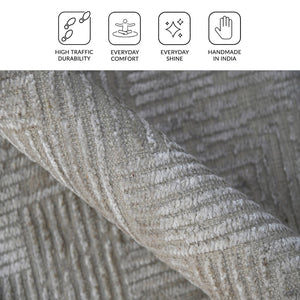 Amer Rugs Quartz Premium Hand-knotted Area Rug In Luxurious New Zealand Wool For Elegant Home Décor Ivory Wool, Viscose Qua10203