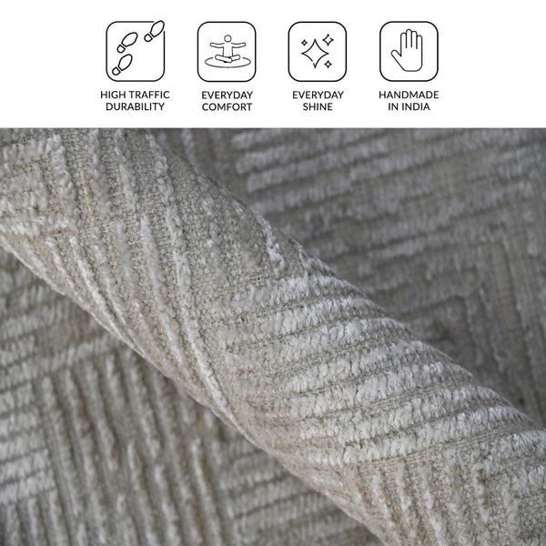 Amer Rugs Quartz Premium Hand-knotted Area Rug In Luxurious New Zealand Wool For Elegant Home Décor Ivory Wool, Viscose Qua10203