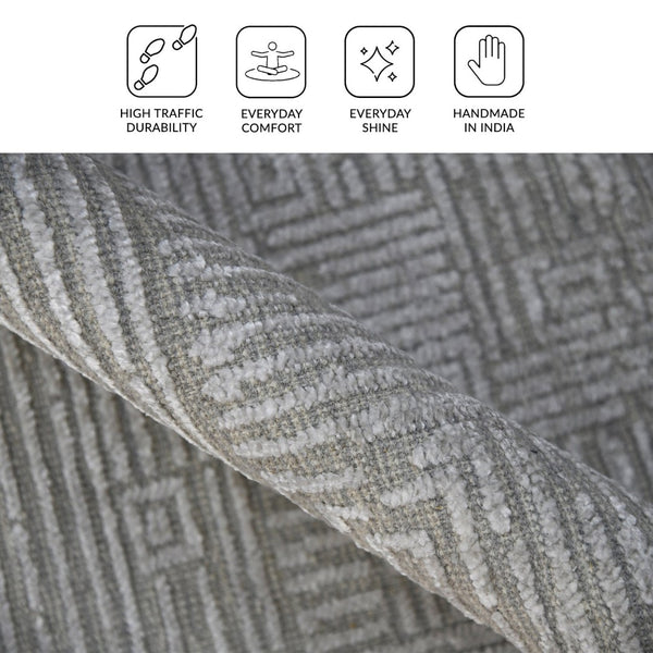 Amer Rugs Quartz Premium Hand-knotted Area Rug In Luxurious New Zealand Wool For Elegant Home Décor Silver Wool, Viscose Qua20203