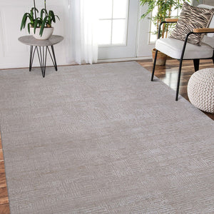 AMER Rugs Quartz Desoto QUA-3 Hand-Knotted Handmade Handspun Wool Modern & Contemporary Geometric Rug Beige 10' x 14'