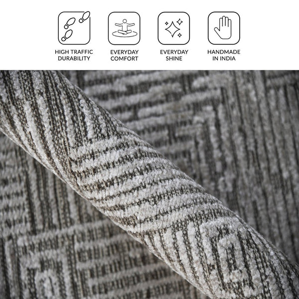 Amer Rugs Quartz Premium Hand-knotted Area Rug In Luxurious New Zealand Wool For Elegant Home Décor Smoke Wool, Viscose Qua40203