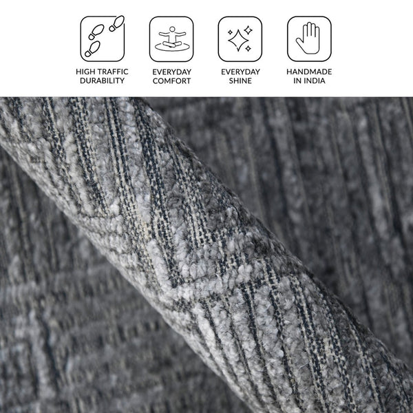 Amer Rugs Quartz Premium Hand-knotted Area Rug In Luxurious New Zealand Wool For Elegant Home Décor Indigo Wool, Viscose Qua50203