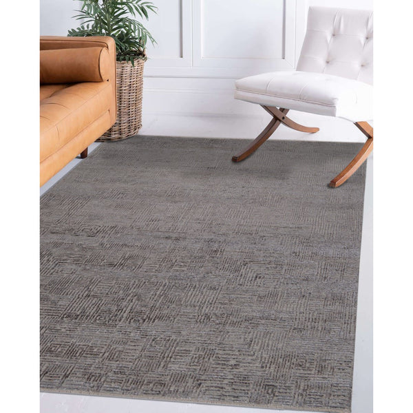 AMER Rugs Quartz Desoto QUA-6 Hand-Knotted Handmade Handspun Wool Modern & Contemporary Geometric Rug Charcoal 10' x 14'