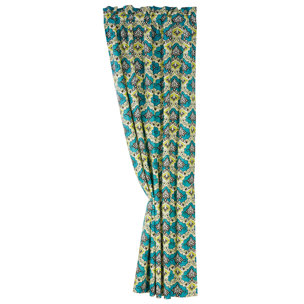 Hiend Accents Salado Green & Turquoise Curtain - Brighten Your Space With Southwestern Charm And Floral Elegance Multi Color 100% Cotton Qw1005c