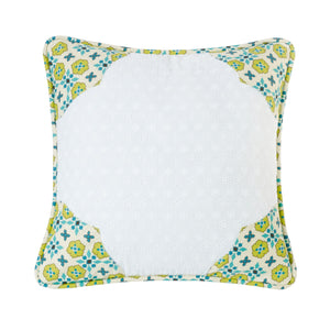 Hiend Accents Scalloped Edges Pillow - Charming Floral Medallion Design For Elegant Home Decor & Comfort White,Yellow Shell, 100% Cotton. Filling, 100% Polyester Qw1005p4