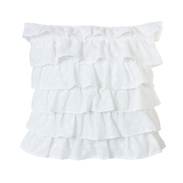 Hiend Accents Salado Decorative Pillow With Tiered Ruffles And Eyelet Detailing For Southwestern Flair And Style White Shell, 100% Cotton. Filling, 100% Polyester Qw1005p6
