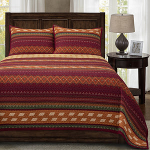 Hiend Accents Solace Reversible Quilt Set - Transform Your Bedroom With Desert-inspired Elegance And Comfort Red,Orange,Brown Face, 100% Cotton. Back, 100% Cotton. Filling, 100% Polyester Qw1012-tw-oc