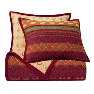 Hiend Accents Solace Reversible Quilt Set - Transform Your Bedroom With Desert-inspired Elegance And Comfort Red,Orange,Brown Face, 100% Cotton. Back, 100% Cotton. Filling, 100% Polyester Qw1012-tw-oc