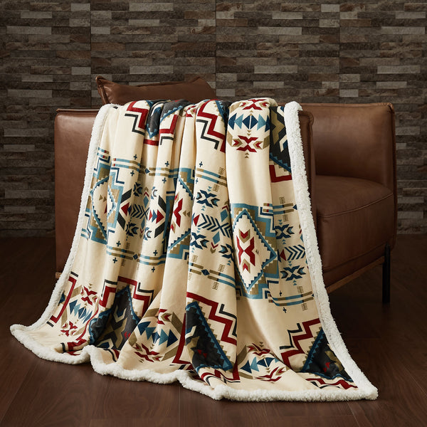 Hiend Accents Spirit Valley Campfire Sherpa Throw - Cozy Multicolor Blanket For Outdoor Adventures & Home Comfort Multi Color Front, 100% Polyester,Back, 100% Polyester (Sherpa Fabric) Cf2113th-os-oc
