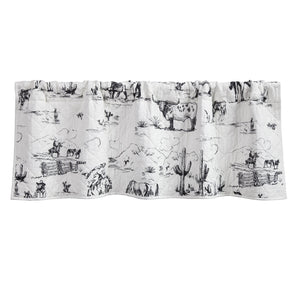 Hiend Accents Ranch Life Quilted Valance - Rustic Window Treatment With Cowboy Scenes For Charming Home Decor White,Black Face And Back, 100% Cotton,Fill, 100% Polyester Qw2138vl-os-bk