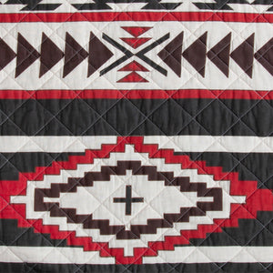 Hiend Accents Cortez Reversible Quilt Set - Cozy Cotton Bedding With Striking Crimson And Black Geometric Design Tan Face And Back, 100% Cotton,Fill, 100% Polyester Qw2235-fq-tn