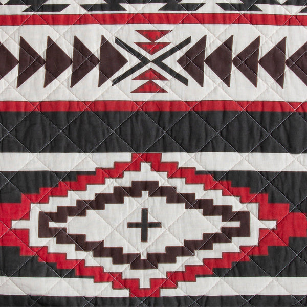Hiend Accents Cortez Reversible Quilt Set - Cozy Cotton Bedding With Striking Crimson And Black Geometric Design Tan Face And Back, 100% Cotton,Fill, 100% Polyester Qw2235-fq-tn