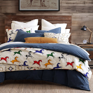 Hiend Accents Wild Horses Reversible Quilt Set - Enchanting Design With Southwestern Flair For Your Bedroom Decor Multi Color Face And Back, 100% Cotton,Fill, 100% Polyester Qw2317-tw-oc