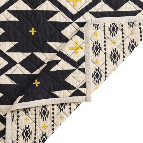 Hiend Accents High Desert Reversible Quilt Set - Transform Your Bedroom With Southwestern Elegance And Comfort Black Face And Back, 100% Cotton,Fill, 100% Polyester Qw2403-tw-bk
