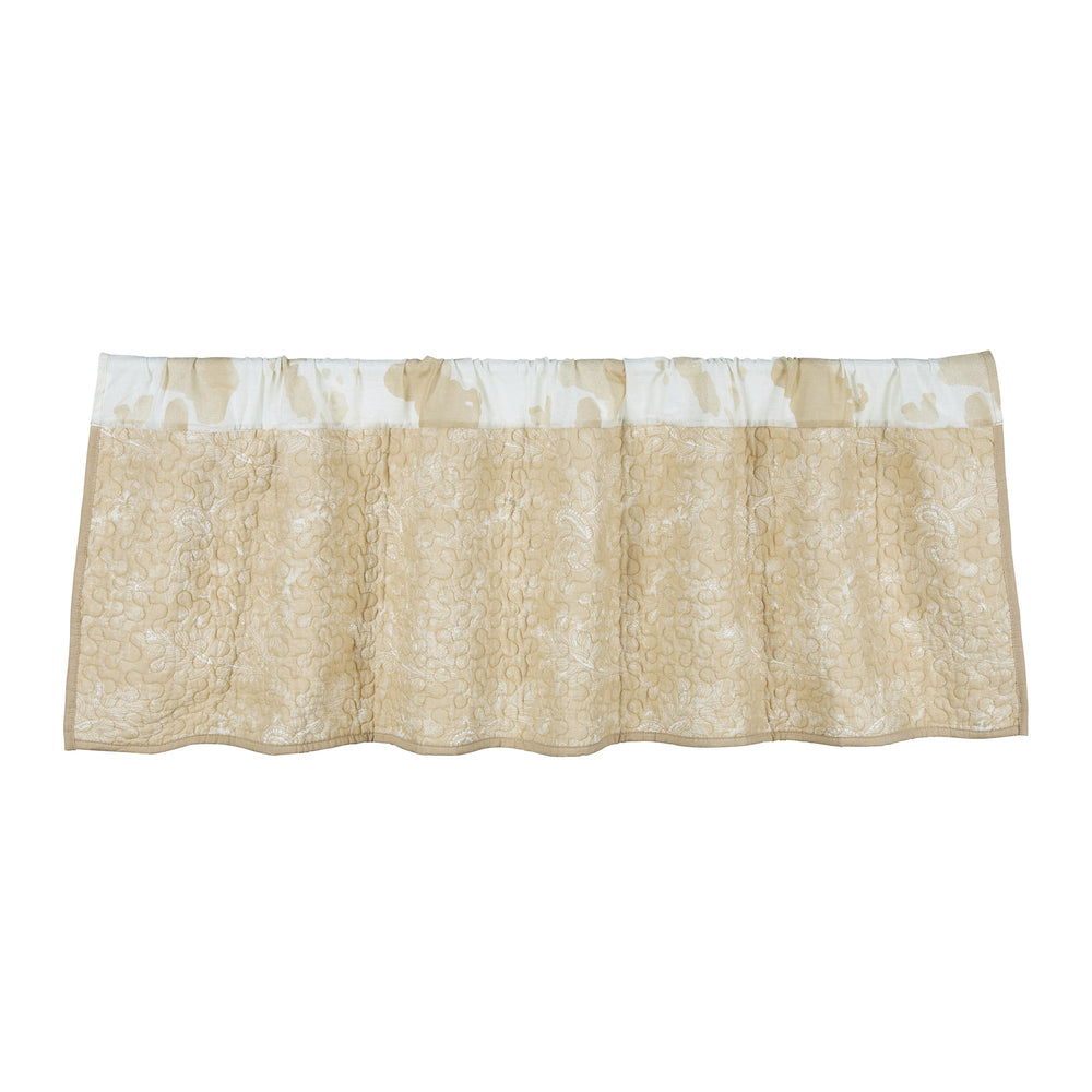 Hiend Accents Elsa Cowhide Reversible Quilted Valance - Rustic Elegance Meets Versatile Western Charm For Your Home Light Tan Face And Back, 100% Cotton,Fill, 100% Polyester Qw3067vl-os-lt