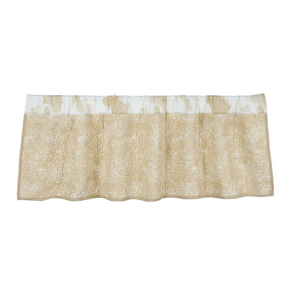 Hiend Accents Elsa Cowhide Reversible Quilted Valance - Rustic Elegance Meets Versatile Western Charm For Your Home Light Tan Face And Back, 100% Cotton,Fill, 100% Polyester Qw3067vl-os-lt