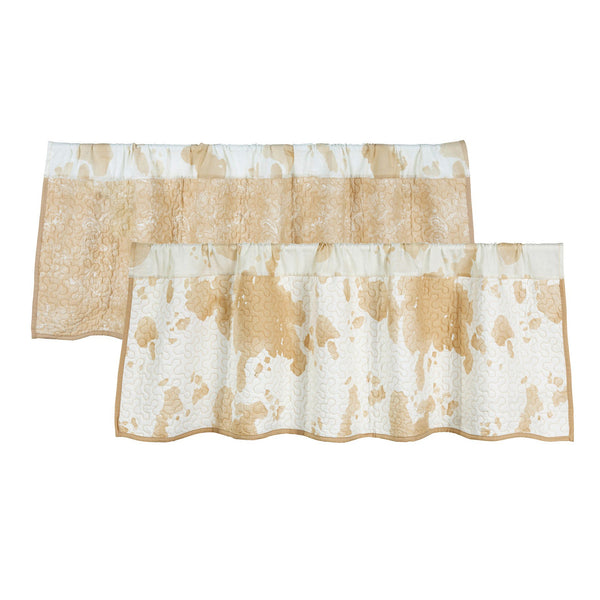 Hiend Accents Elsa Cowhide Reversible Quilted Valance - Rustic Elegance Meets Versatile Western Charm For Your Home Light Tan Face And Back, 100% Cotton,Fill, 100% Polyester Qw3067vl-os-lt