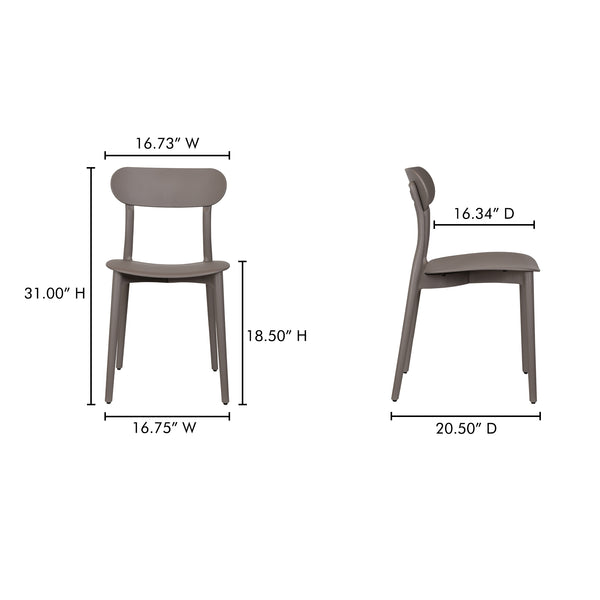 Moe's Home Kent Outdoor Dining Chairs - Set Of 2 Stylish And Durable Polypropylene For Indoor Or Outdoor Use Taupe Polypropylene Qx-1017-39